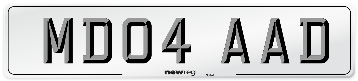 MD04 AAD Number Plate from New Reg